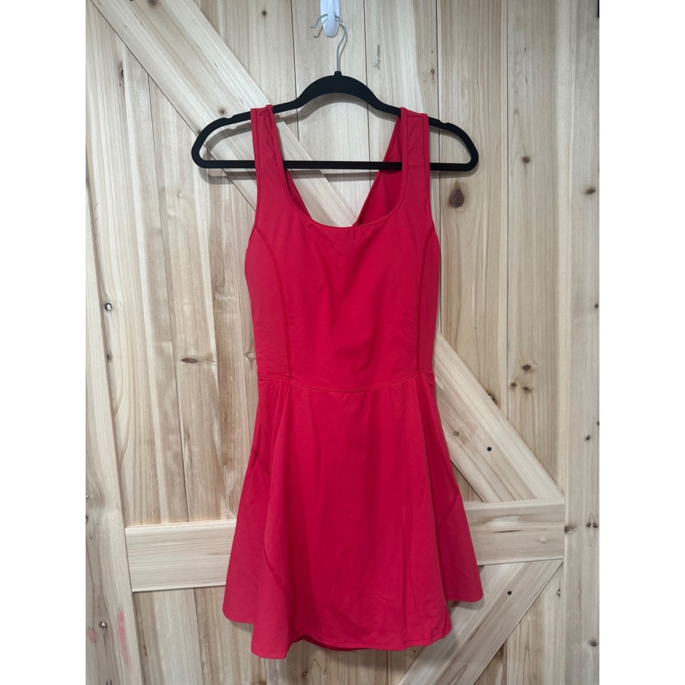 Halara Easy Peezy Red Active Dress Built-in Shorts Pockets Large Crisscross Back